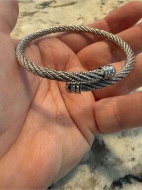 Silver-Tone Twisted Cable Open Cuff Bracelet - Women Jewelry